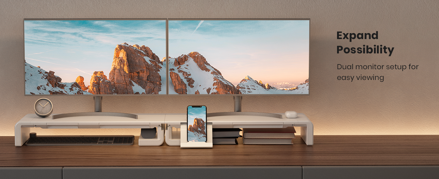 Elevate Your Workspace: Klearlook's Foldable, Height-Adjustable Monitor Stand with Storage and Device Holder in White 17 047feaec 7afc 4bd8 8d72 d6d51c102a36. CR0,0,1464,600 PT0 SX1464 V1