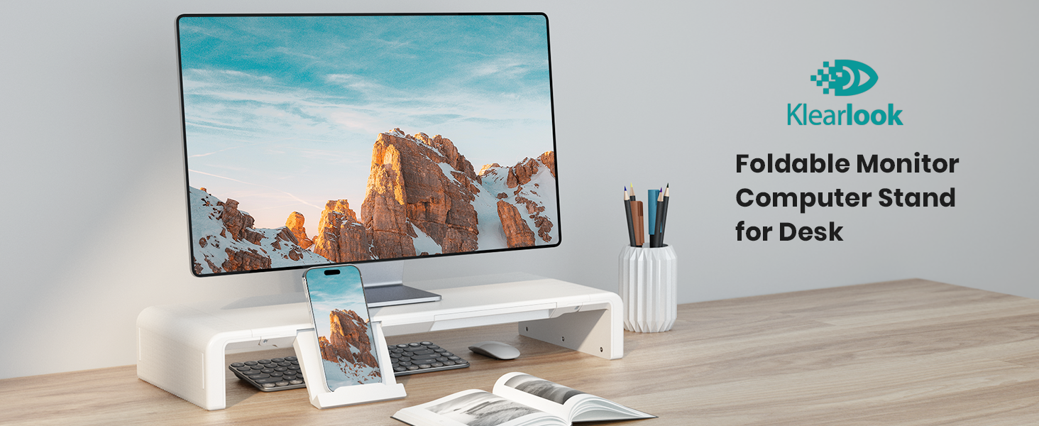 Elevate Your Workspace: Klearlook's Foldable, Height-Adjustable Monitor Stand with Storage and Device Holder in White 9 0aa0c3a9 83ab 41f1 9edd cd4e2e104d8e. CR0,0,1464,600 PT0 SX1464 V1