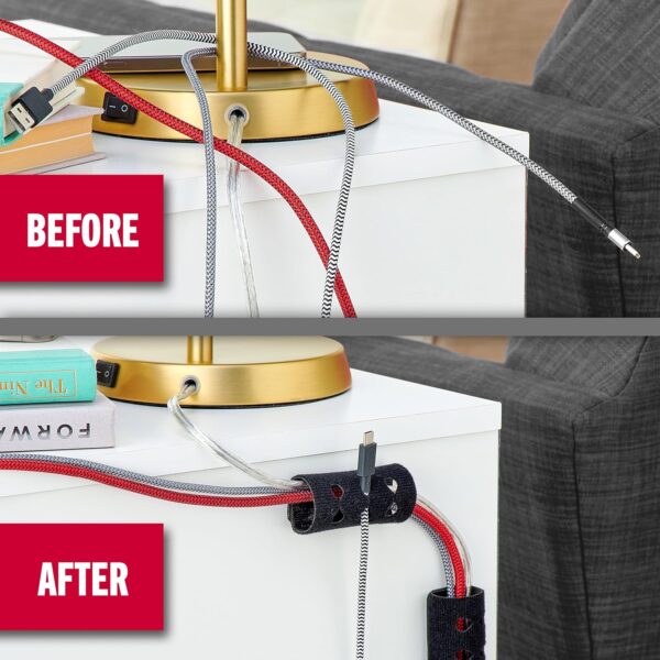 "Versatile Desk Duo: VELCRO® Cable Organizers for Effortless Cord Management and Stylish Nightstand Harmony" - Image 5