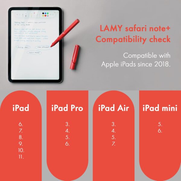 Luminous LAMY Safari Note+ Red: The Ultimate iPad Stylus with Palm Rejection and Tilt Sensitivity - Image 3