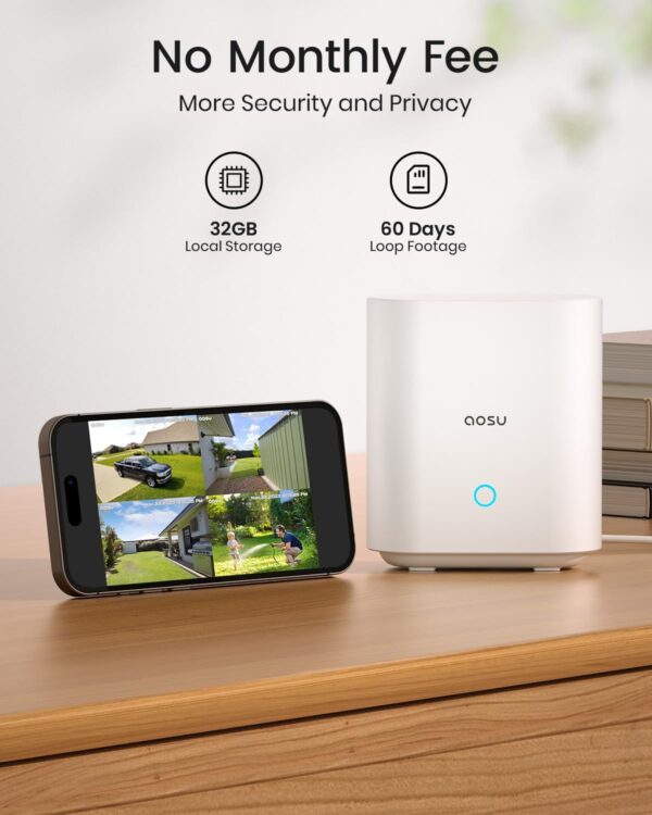 "Empower Your Home: AOSU 3K/5MP Solar Security Camera System with Ultra HD Clarity and Advanced Night Vision!" - Image 5