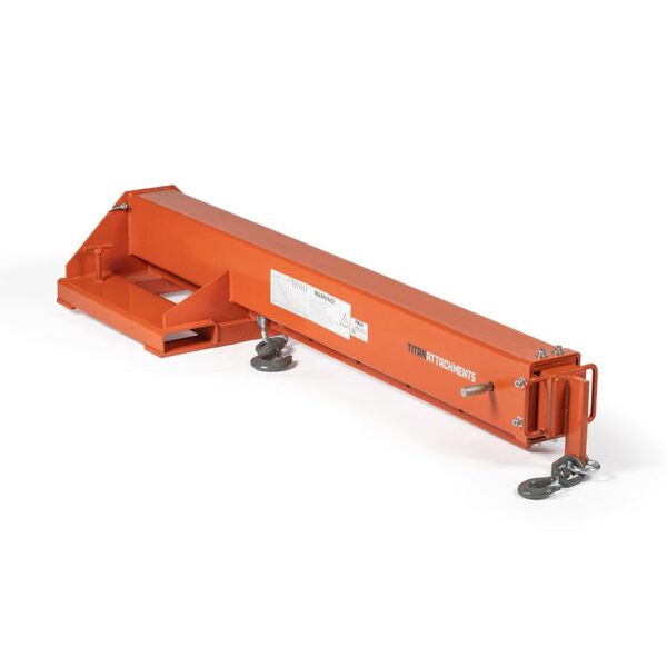 Titan Attachments Fork Mounted Adjustable Hoist Jib Boom Crane Attachment, Manual Telescoping Boom Extends Up to 138", 6,000 LB Lift Capacity, Two Swivel Hooks, Adjustable Hook Points