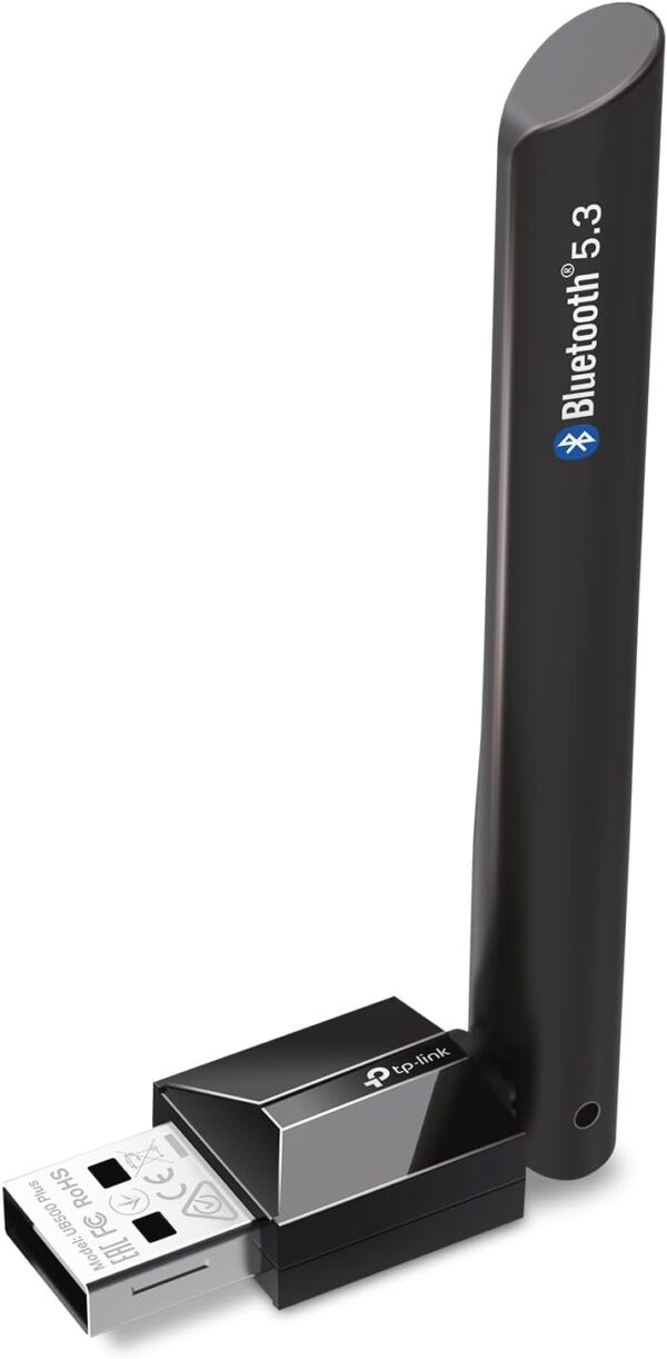 TP-Link USB Bluetooth Adapter for PC, Bluetooth 5.3 Long Range Receiver, Plug and Play, Adjustable Antenna, Supports Windows 11/10/8.1/7 for Desktop, Laptop, PS5/PS4/Xbox Controller (UB500 Plus)