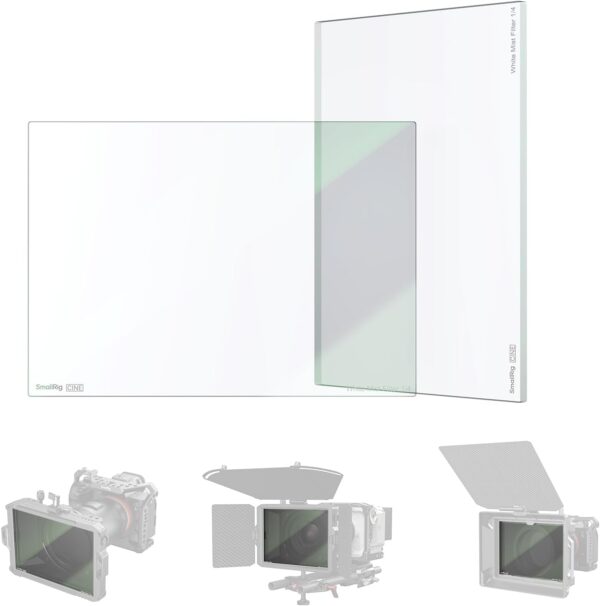 SMALLRIG 4 x 5.65 White Diffusion 1/4 Filter, Square Neutral Density Filter, 4mm Thick Multi-Layer Coated B270 Optical Glass, Compatible with Matte Box for Cinematic Photo Videography - 4742