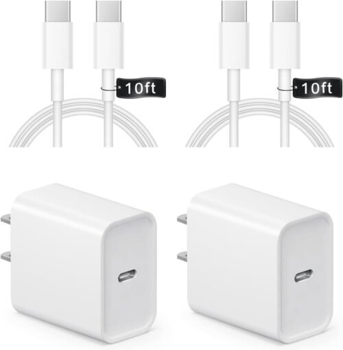 "Ultimate 20W Fast Charging Duo: 10Ft USB-C Charger & Cable for iPhone 16 and More!"