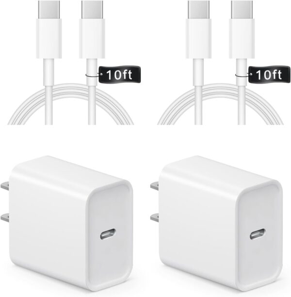 "Ultimate 20W Fast Charging Duo: 10Ft USB-C Charger & Cable for iPhone 16 and More!"