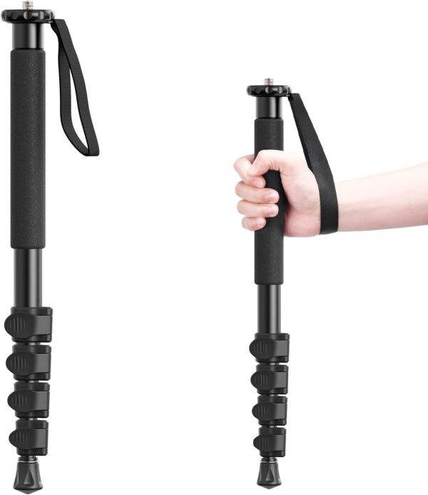 ULANZI TB12 61-Inch Camera Monopod - Portable Monopod Photography Stick with 5-Section Height, Aluminum Compact Travel Tripod & Monopod for Camera Canon, Nikon, Sony Mirrorless, DSLR, Easy to Carry