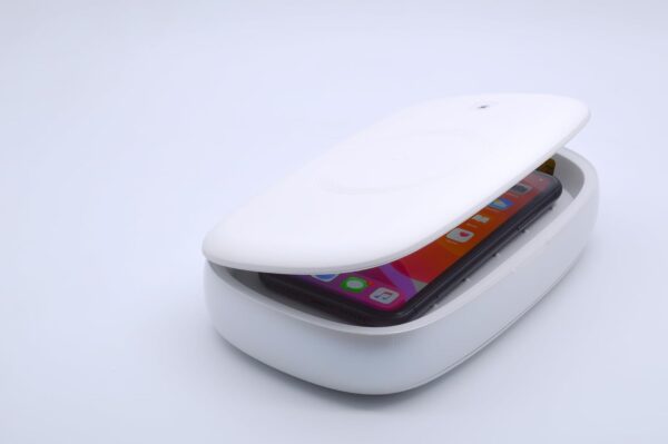 Cell Phone Sanitizer Universal Cell Phone Charger Box | 360-Degree UV-C Light Sanitizer | Disinfects and Charges All Phones with a 9.7W Fast Wireless Charger | Aromatherapy - Image 7