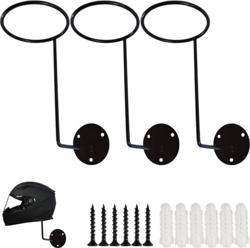 "Elevate Your Space: Stylish Black 3-Piece Helmet & Accessory Wall Hook Set"