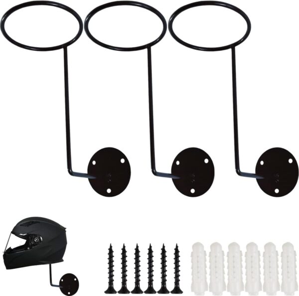 "Elevate Your Space: Stylish Black 3-Piece Helmet & Accessory Wall Hook Set"