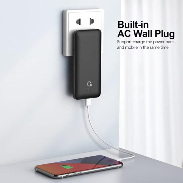 "Ultra-Slim 10000mAh Power Bank: The All-In-One Portable Charger with Built-in AC Plug & Triple Cable Compatibility!" - Image 3