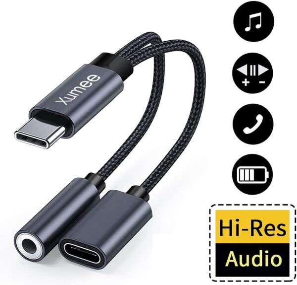 "Ultimate 2-in-1 USB-C Adapter: Dual Function Hi-Res DAC & Fast Charging for iPhone 16/15 Pro Max and Galaxy S25/S24 Ultra (Grey)" - Image 2