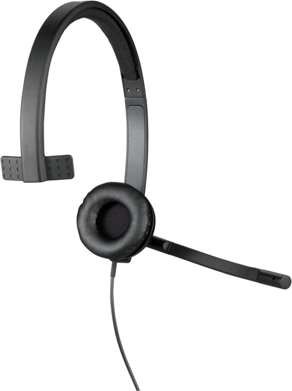 Logitech H570e Wired Headset, Mono Headphones with Noise-Cancelling Microphone, USB, In-Line Controls with Mute Button, Indicator LED, PC/Mac/Laptop - Black - Image 2