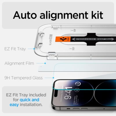 Ultimate iPhone 14 Pro Shield: Spigen GlasTR EZ FIT Tempered Glass Screen Protector (2-Pack) - Perfectly Case-Friendly & Sensor Safe! - 이미지 2