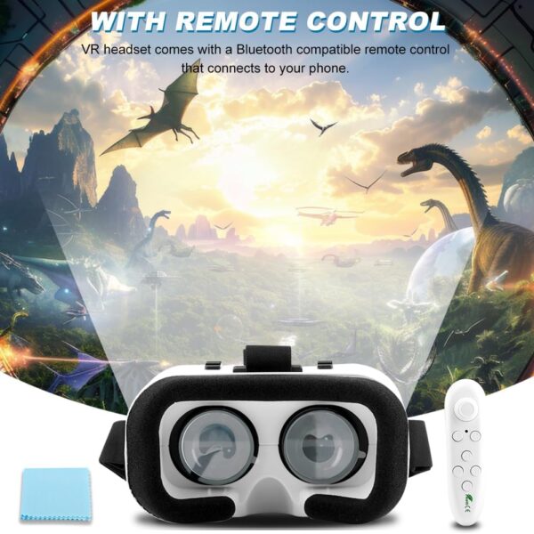 V5 VR Headset for Phone,3D Glasses Headset Helmets Virtual Reality Headset with Bluetooth Controller,Adjustable Pupil Distance VR Goggles for Movies Games,4.7-6“ Screen - Image 4