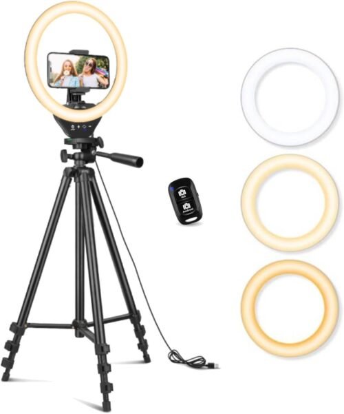 Illuminate Your Creativity: Sensyne 10'' Ring Light & 50'' Tripod Stand for Flawless Live Streams and Stunning Content Creation!