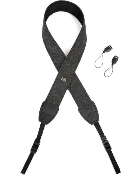 "Elevate Your Photography: The Ultimate Black Canvas Camera Strap with Quick-Release Buckles" - 이미지 3