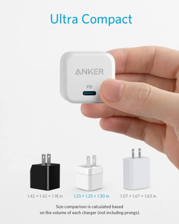 Anker USB C Charger with Foldable Plug, 20W USB C Charger Block for iPhone 16 / 15 and More Series, Galaxy, Pixel, iPad (Cable Not Included, 2 Pack) - Image 4