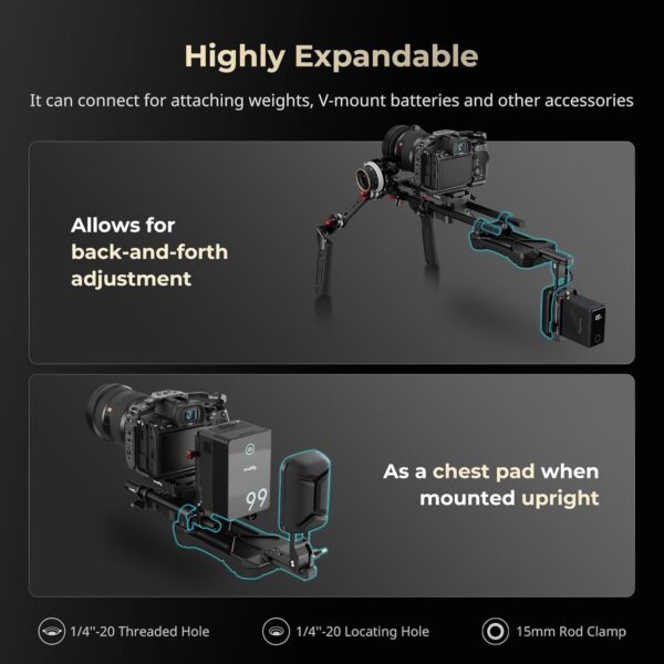 SmallRig Universal 15mm Shoulder Pad Support, Shoulder Mount Rig with 15mm Dual Rod Clamp & Back Pad 5153 - Image 5