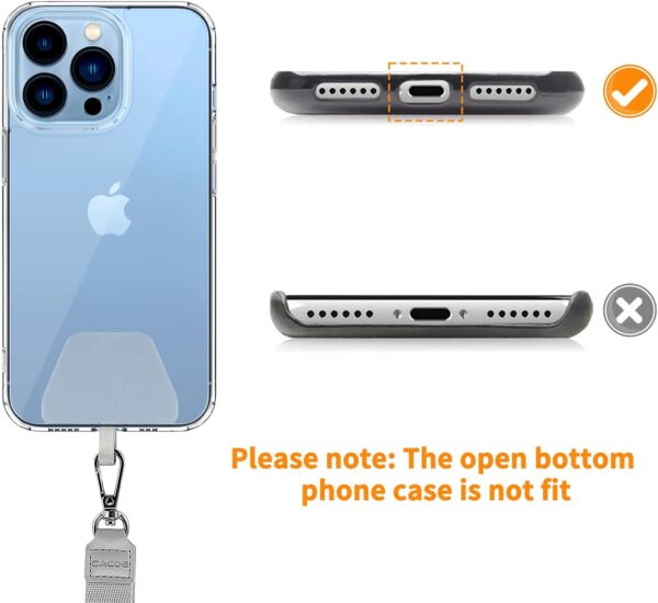 CACOE Phone Lanyard 2 Pack-2× Adjustable Neck Strap,2× Phone Patches,Universal Cell Phone Multifuctional Patch Lanyards Compatible with Most Smartphones(Black+Gray) - Image 3