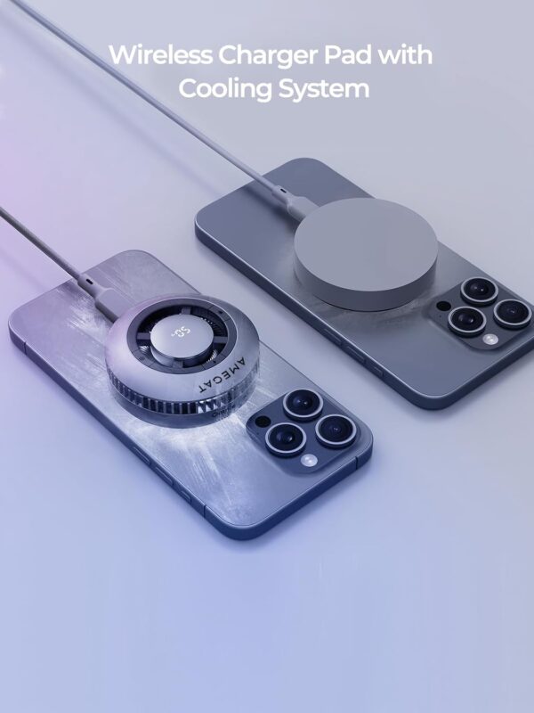 Wireless Charging Pad, Qi2 Certified Charger 15W Ultra-Fast Charging with Cooling System, Phone Cooler for Gaming Compatible with MagSafe, Magnetic Charger for iPhone 16/15/14/13/12 Series - Image 2