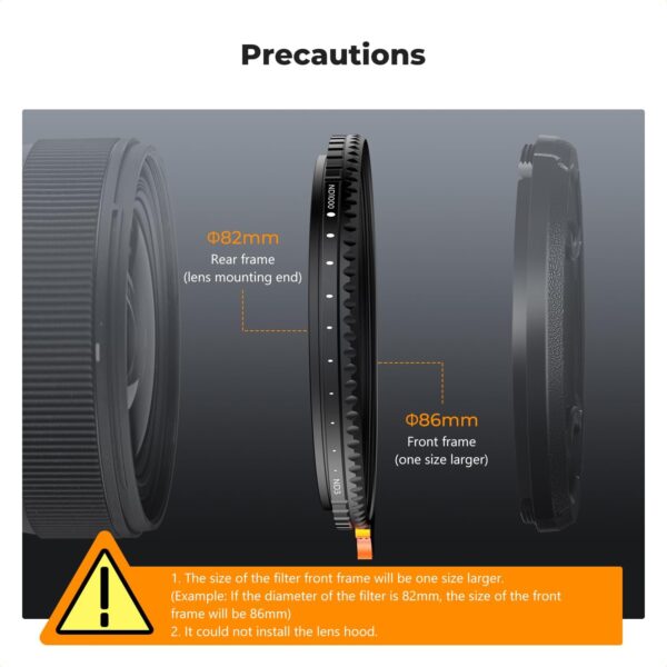 K&F Concept 77mm Variable ND Lens Filter ND3-ND1000 (1.5-10 Stops) Putter Adjustable HD Neutral Density Filter with 28 Multi-Layer Coatings for Camera Lens (Nano-X Series) - Image 7