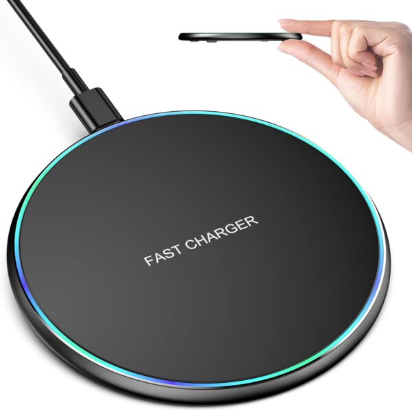 Wireless Charger Compatible with iPhone 16 15 14 13 12 11 Pro Max/Mini/Plus/XR/X/8, 15W Max Fast Wireless Charging Pad Mat for Samsung Galaxy S23/S22/S21/S20/S10, Galaxy Buds