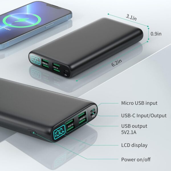 "Ultimate 38800mAh Power Bank: Stay Charged Anywhere with LCD Display & 5 USB Outputs for All Devices!" - Image 5