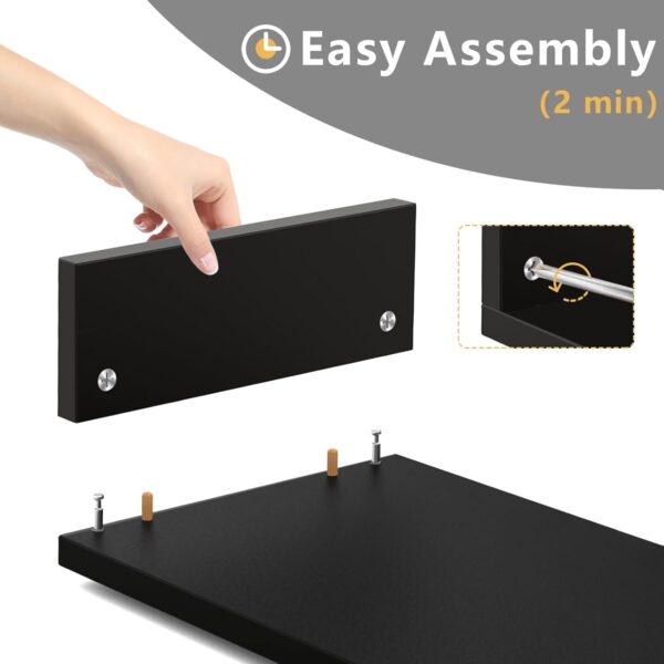 TAVR Dual Monitor Stand Riser Office Desktop Organizer Stand for 2 Monitors, Adjustable Length and Angle 3 Shelf, Extra Long Multifunctional Stand up to 43.3" fit Computer, Laptop, TV, Black - Image 7