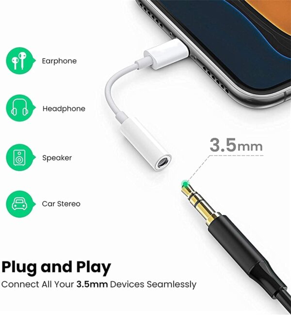 Apple MFi Certified Lightning to 3.5 mm Headphone Jack Adapter for iPhone, 2 Pack iPhone 3.5mm Aux Audio Adapter Converter Cable Dongle Compatible for iPhone 14 13 12 11 Pro Max XS XR X 8 7 6 iPad