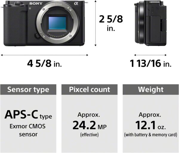 Sony Alpha ZV-E10 - APS-C Interchangeable Lens Mirrorless Vlog Camera Kit - Black - Image 3