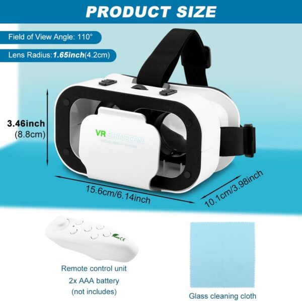 V5 VR Headset for Phone,3D Glasses Headset Helmets Virtual Reality Headset with Bluetooth Controller,Adjustable Pupil Distance VR Goggles for Movies Games,4.7-6“ Screen - Image 3