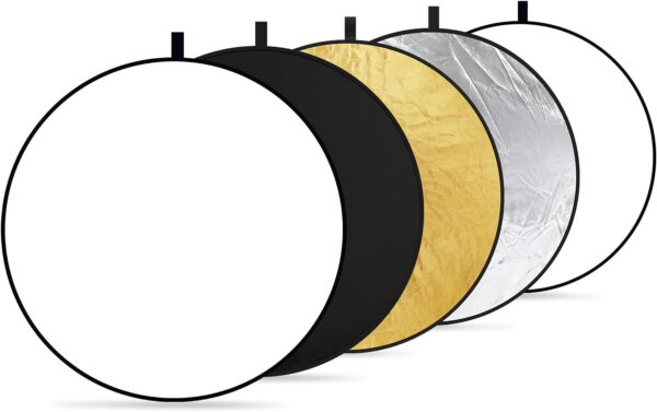 NEEWER 43 Inch/110 Centimeter Light Reflector Diffuser 5 in 1 Collapsible Multi Disc with Bag - Translucent, Silver, Gold, White, and Black for Studio Photography Lighting Outdoor - Image 4