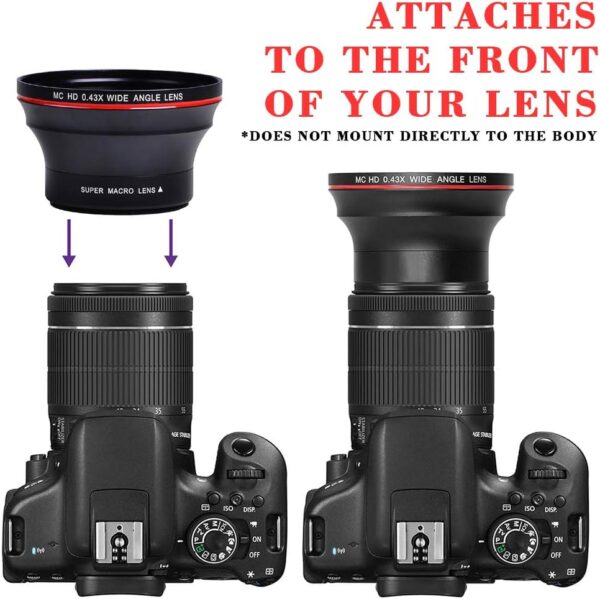 Tectra 52MM 0.43x Professional HD Wide Angle Lens (Macro Portion) for Nikon DSLR D3300 D3200 D3100 D5500 D5300 D5200 D5100 D7100 D7000 Cameras - Image 2
