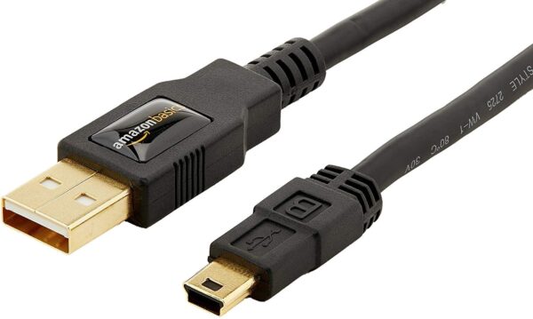 "Ultimate 6-Foot USB-A to Mini USB 2.0 Cable: High-Speed 480Mbps and Premium Gold-Plated Connectors in Sleek Black"