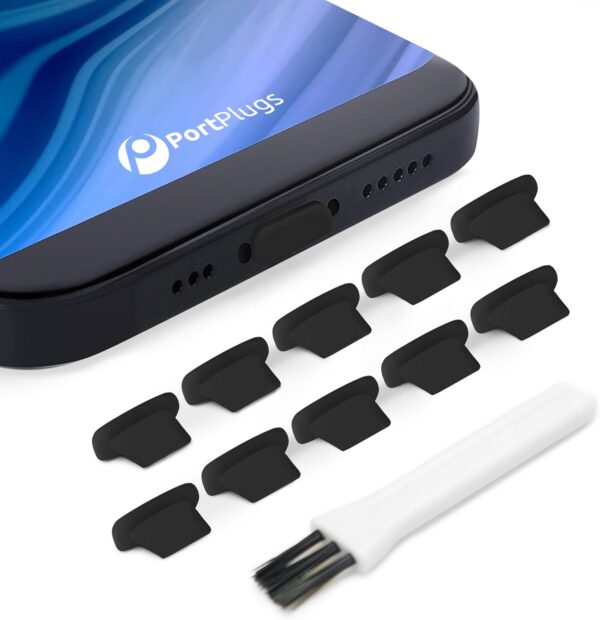 "Ultimate Protection: 10-Pack Clear Port Plugs for iPhone & AirPods with Handy Cleaning Brush!" - Image 6