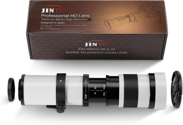 JINTU Telephoto Lens 420-800mm f/8.3 Manual for Canon EF Mount T7i T6 T6i T6s T7 T8i T3i, T4i, T5, T5i, SL2, SL1 4000D 2000D 80D 90D 5D III 6D 7D II 60D 70D 250D 750D 760D 1200D 1300D 2000D Cameras - Image 8