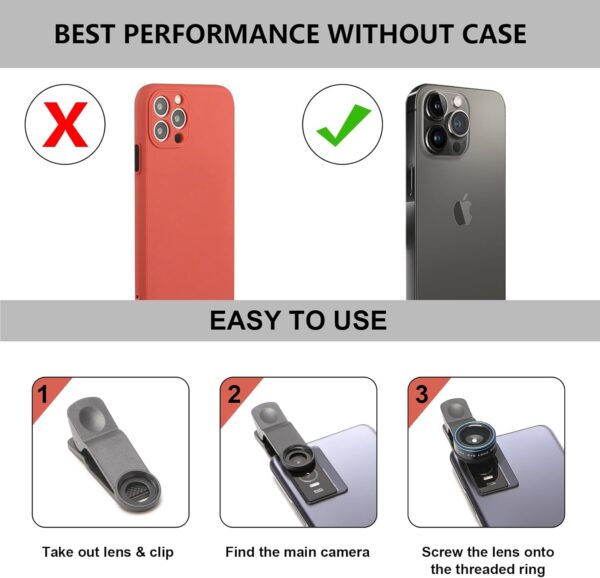 Fisheye Lens 235° Phone Camera Lens, Fish Eye Lens for iPhone 14 13 12 X XR Pixel Samsung Smartphone,Clip on Cell Phone，Funny Photos - Image 5