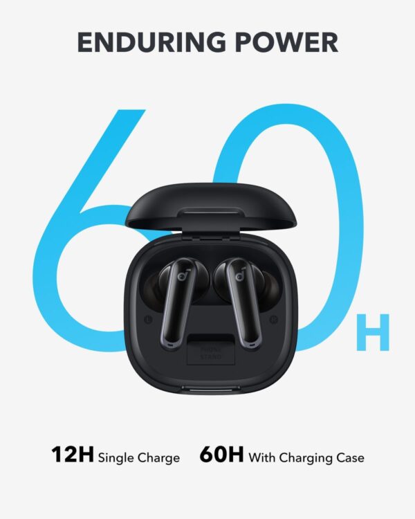 Soundcore P40i by Anker, Noise Cancelling Wireless Earbuds, Adaptive Noise Cancelling to Environments, Heavy Bass, 60H Playtime, 2-in-1 Case and Phone Stand, IPX5, Wireless Charging, Bluetooth 5.3 - Image 4