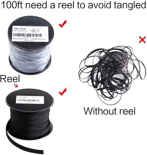 "Ultimate Protection: 100ft of Sleek Black Expandable Braided Cable Sleeving by Alex Tech" - 이미지 6