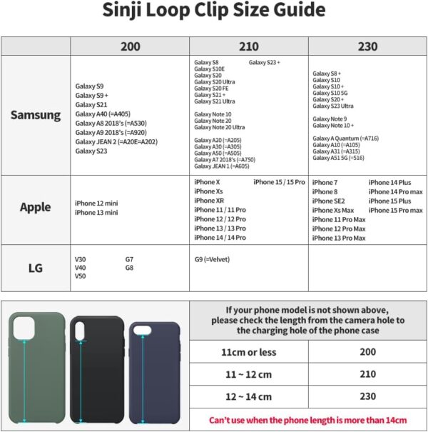 C-Shaped Clip Finger Phone Grip, Sinjimoru Silicone Cell Phone Strap for Phone Case with Clip as Phone Loop Holder for iPhone Case & Samsung Phone. Sinji Loop Clip Black 200 - Image 5