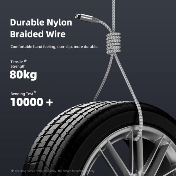 "Power Up: Premium 10ft Nylon Braided iPhone Charger Trio – Fast Charging & Apple MFi Certified!" - Image 6