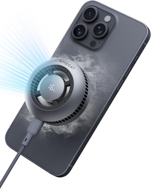 Wireless Charging Pad, Qi2 Certified Charger 15W Ultra-Fast Charging with Cooling System, Phone Cooler for Gaming Compatible with MagSafe, Magnetic Charger for iPhone 16/15/14/13/12 Series