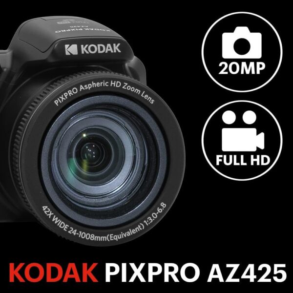Capture Every Moment: KODAK PIXPRO AZ425-BK - The Ultimate 20MP Vlogging Camera with 42X Zoom and HD Brilliance! - Image 2