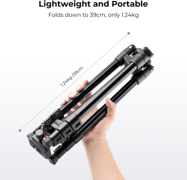 K&F Concept 64 inch/163cm Camera Tripod,Lightweight Travel Outdoor DSLR Tripods with 360 Degree Ball Head Load Capacity 8kg/17.6lbs,Cellphone Clip for Smartphone Live Streaming Vlog O234A1+BH-36 - Image 3