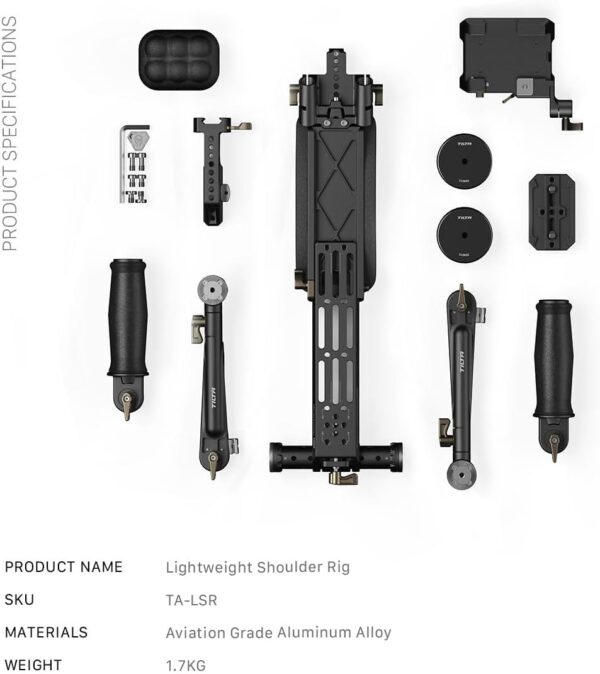 Tilta Lightweight Shoulder Rig | Foldable | Aviation Grade Aluminum Alloy | Dual Quick Release | 15mm Rod Mount/NATO Rail Adapter | Compatible with Manfrotto/Arca | TA-LSR-B - Image 8