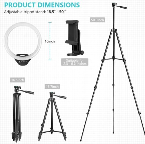 Illuminate Your Creativity: Sensyne 10'' Ring Light & 50'' Tripod Stand for Flawless Live Streams and Stunning Content Creation! - 이미지 6
