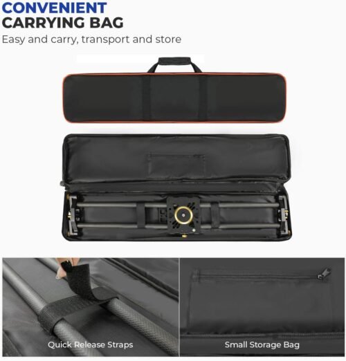 Elevate Your Filmmaking: LimoStudio's Enhanced 31.5" Carbon Fiber Camera Slider with Versatile Dolly Track and Precision Stabilizer - 이미지 7