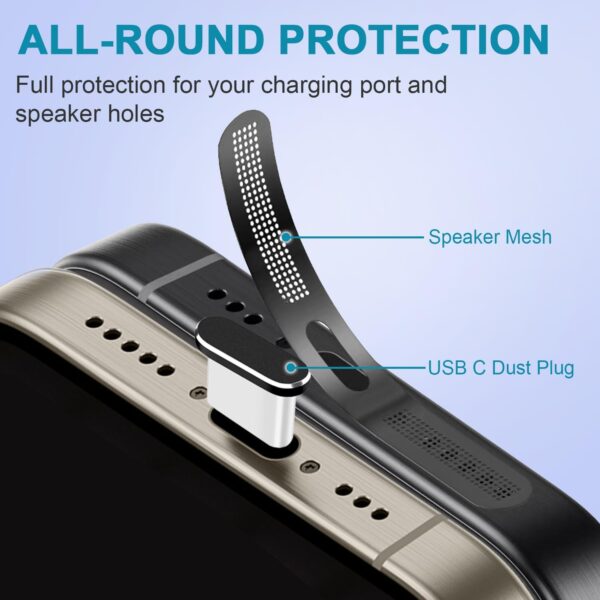 Ultimate USB-C Dust Protection: 4-Pack Charging Port Covers for iPhone 15 & 16 Series (Black) - Image 2