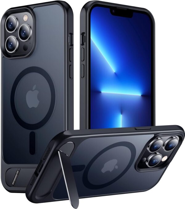 Temdan Magnetic Compatible with iPhone 13 Pro Max Case, [Built-in Invisible Kickstand][Compatible with MagSafe] [Military Grade Shockproof] Slim Translucent Matte Phone Case for iPhone 13 Pro Max 6.7"